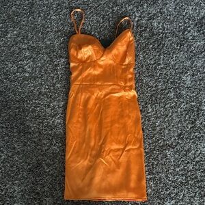 Orange Satin Dress